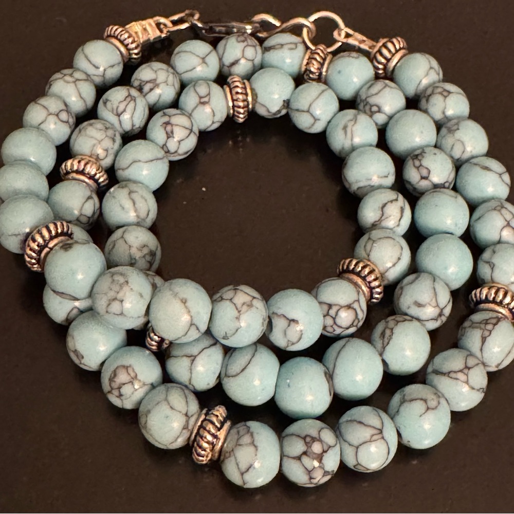 Turquoise Dyed Howlite Beaded Necklace